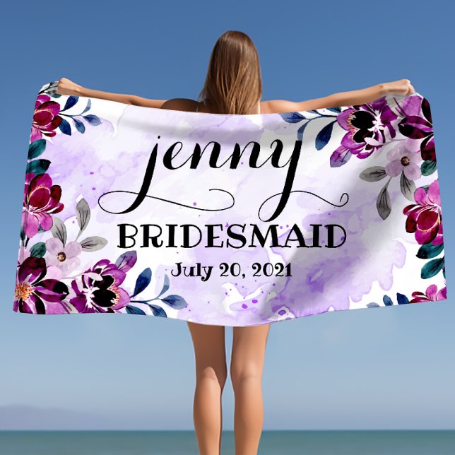Bridesmaid Bachelorette Personalized Wedding Beach Towel (Bridesmaid Bachelorette Personalized Wedding Beach Towel)