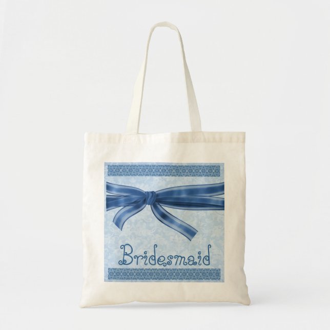 Bridesmaid Bag - Blue Striped Bow (Front)