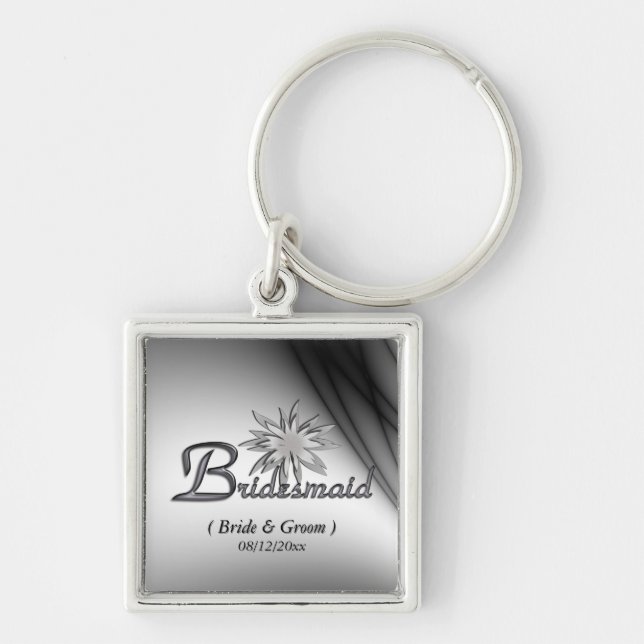 Bridesmaid Black and White Custom Keychains (Front)