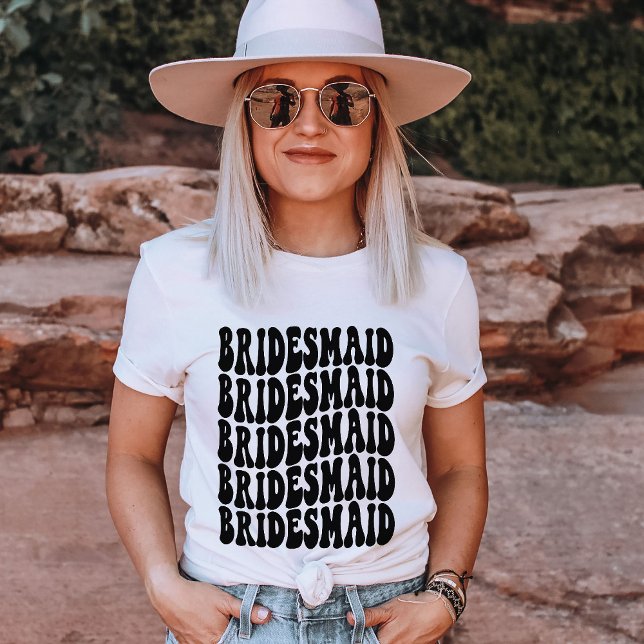 Bridesmaid Black Customized Matching Bridal Party T-Shirt (Creator Uploaded)