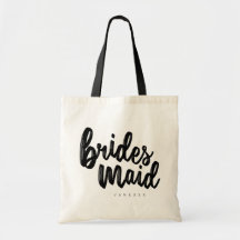 Bridesmaid Black Script Tote Bag - Customizable