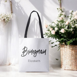 Bridesmaid Black White Wedding  Tote Bag