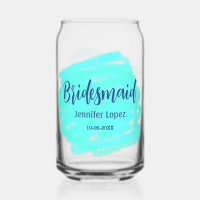 Bridesmaid blue green watercolor add name date sty