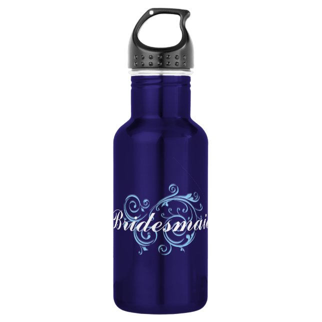 Bridesmaid, Blue Scroll 532 Ml Water Bottle (Front)