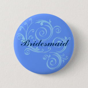 Bridesmaid Blue Scroll Button