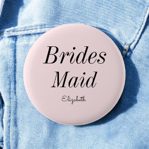 Bridesmaid Blush Pink Black Wedding 2 Inch Round Button
