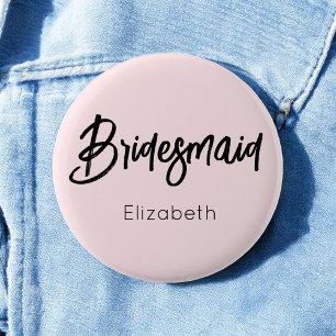 Bridesmaid Blush Pink White Wedding   2 Inch Round Button