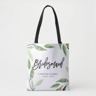 Bridesmaid Bohemian Leaves Wedding Tote Bag