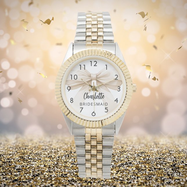 Bridesmaid bow beige cream name watch (Creator Uploaded)