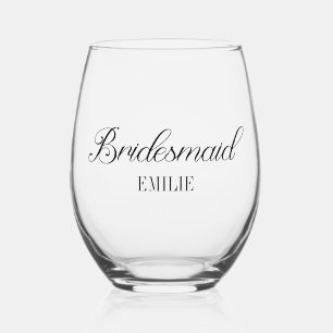 Bridesmaid Bridal Party Bachelorette Weekend Stemless Wine Glass