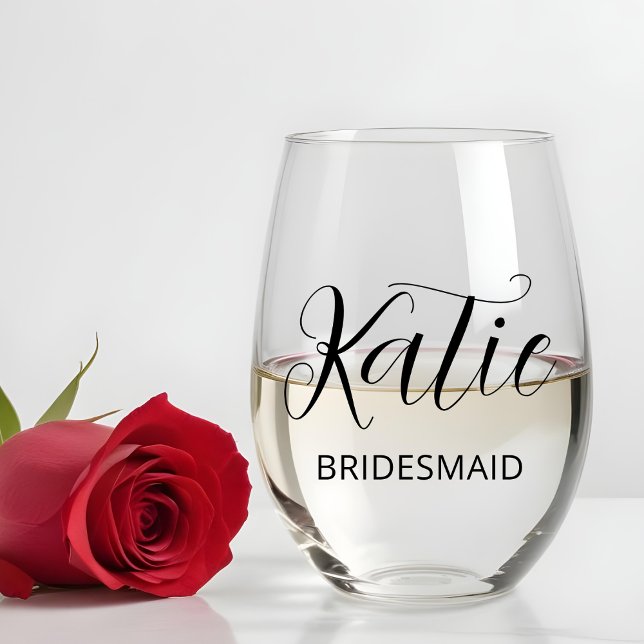 Bridesmaid Bridal Party Wedding Toast Personalized Stemless Wine Glass (Creator Uploaded)