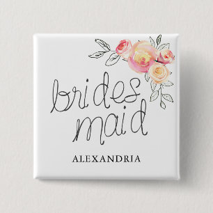 Bridesmaid Bridal Shower 2 Inch Square Button
