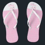 Bridesmaid, Bridal,Wedding, Pink Cute Flip Flops<br><div class="desc">This elegant text design Bridesmaid with silver flower and pink/white stripes looks cute on those flip flops. Design by Inge Lewis. Perfect gifts for the bridal parties,  bachelorette parties and bridal showers. Find more matching items at the ingeinc.com online boutique.</div>