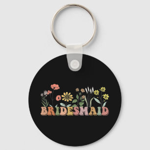 Bridesmaid Bride I Do Crew Wildflowers Bachelorett Keychain