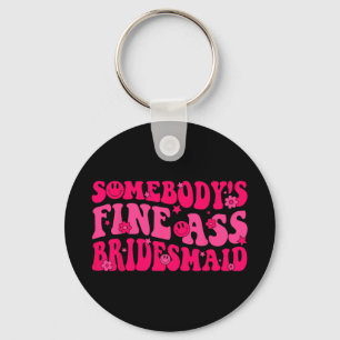 Bridesmaid Bride Squad Bridal Shower Groovy Bachel Keychain