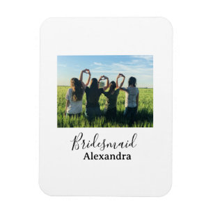 Bridesmaid bride squad name calligraphy photo gift magnet