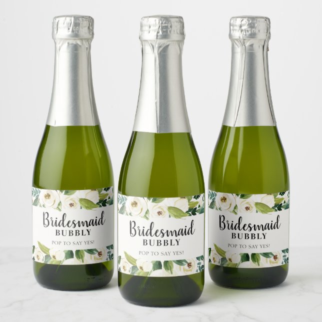 Bridesmaid Bubbly Bridal Party Proposal Sparkling Wine Label (Bottles)