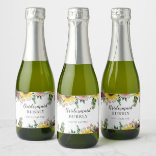 Bridesmaid Bubbly Bridal Party Proposal Sparkling Wine Label