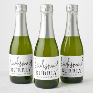Bridesmaid Bubbly Mini Sparkling Wine Labels