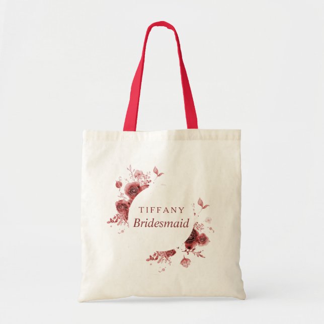 Bridesmaid Burgundy Beauty Tote Bag (Front)