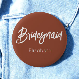 Bridesmaid Burnt Orange Terracotta Wedding  2 Inch Round Button