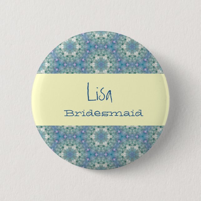Bridesmaid Button Sweet Blue Stars Pattern (Front)