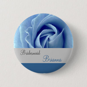 BRIDESMAID Button with BLUE Rose