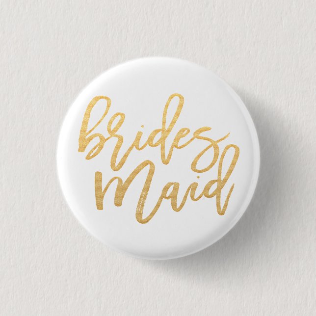 Bridesmaid calligraphy 1 inch round button (Front)