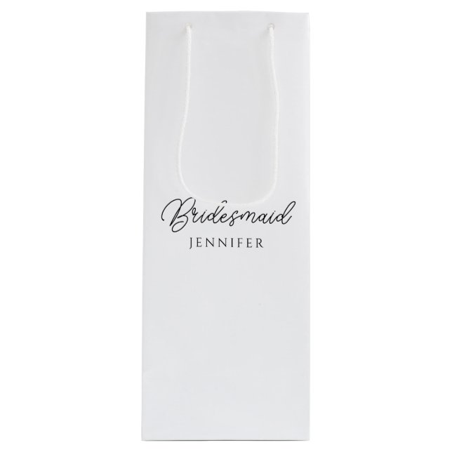 Bridesmaid Calligraphy Script Name Custom Top Wine Gift Bag (Front)