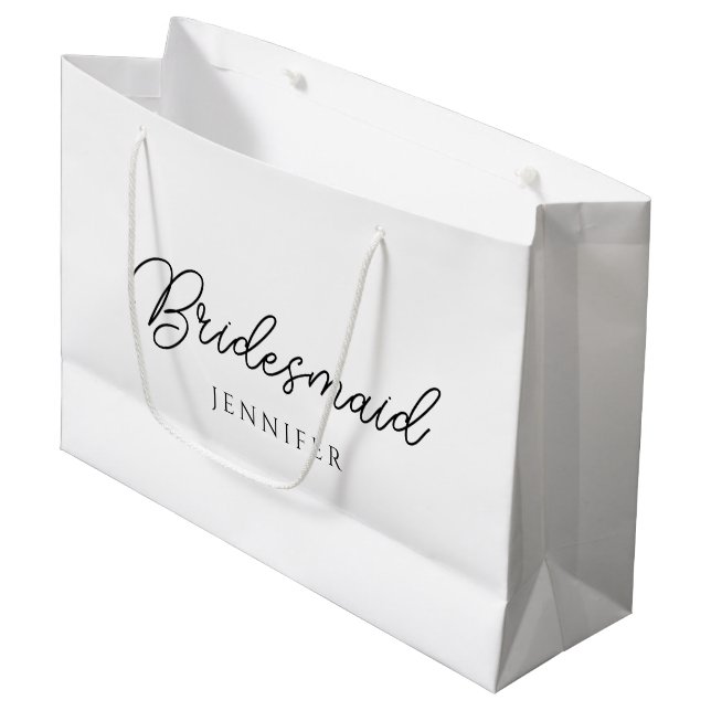 Bridesmaid Calligraphy Script Name Template Best Large Gift Bag (Front Angled)