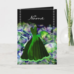 Bridesmaid Card EMERALD GREEN Gown on Flower Cloud