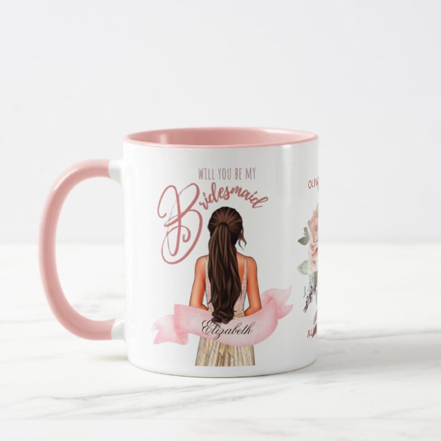 Bridesmaid Caricature Proposal Thank You Custom Mug (Left)
