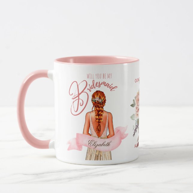 Bridesmaid Caricature Proposal Thank You Custom Mug (Left)