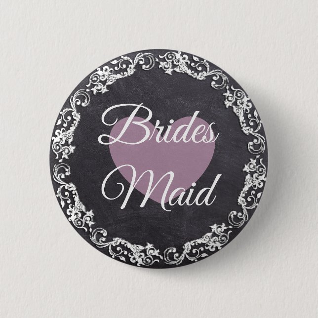 Bridesmaid Chalkboard Style Bachelorette Party 2 Inch Round Button (Front)