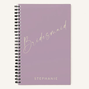 Bridesmaid Chic Minimalist Lilac Personalized Notebook