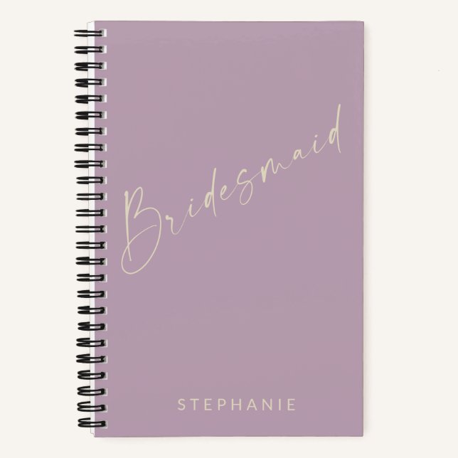 Bridesmaid Chic Minimalist Lilac Personalized Notebook (Front)