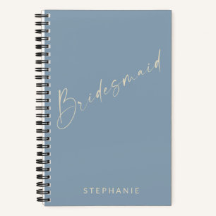 Bridesmaid Chic Minimalist Personalized Dusty Blue Notebook