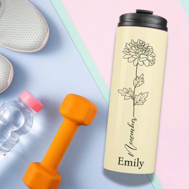 Bridesmaid  Chrysanthemum November Birth Flower  Thermal Tumbler (Bridesmaid Chrysanthemum November Birth Flower Thermal Tumbler)