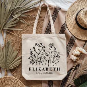 Bridesmaid   Custom Rustic Wildflower Bachelorette Tote Bag