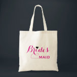 Bridesmaid Customized Tote Bag<br><div class="desc">This is a Bridesmaid customized tote bag with pink text and a black heart. It is personalized customized name monogram cute vintage tote bag is best gift idea for bride and bridesmaids at weddings. It is perfect as a bridal shower gift. You can easily add the couple's names and wedding...</div>