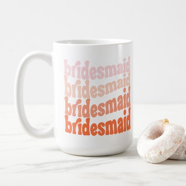 Bridesmaid cute retro orange, personalized coffee mug (With Donut)