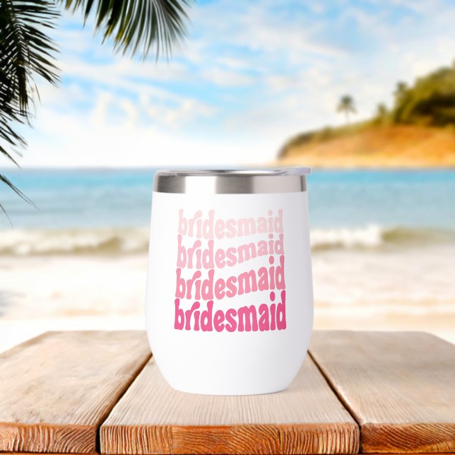 Bridesmaid cute retro pink, personalized with name (Beach)