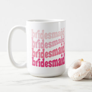 Bridesmaid cute retro pink, personalized with name coffee mug