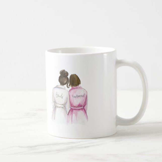 Bridesmaid? Dark Br Bun Bride Br Bob Maid Coffee Mug (Right)