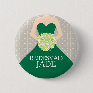Bridesmaid dark green dress named wedding pin