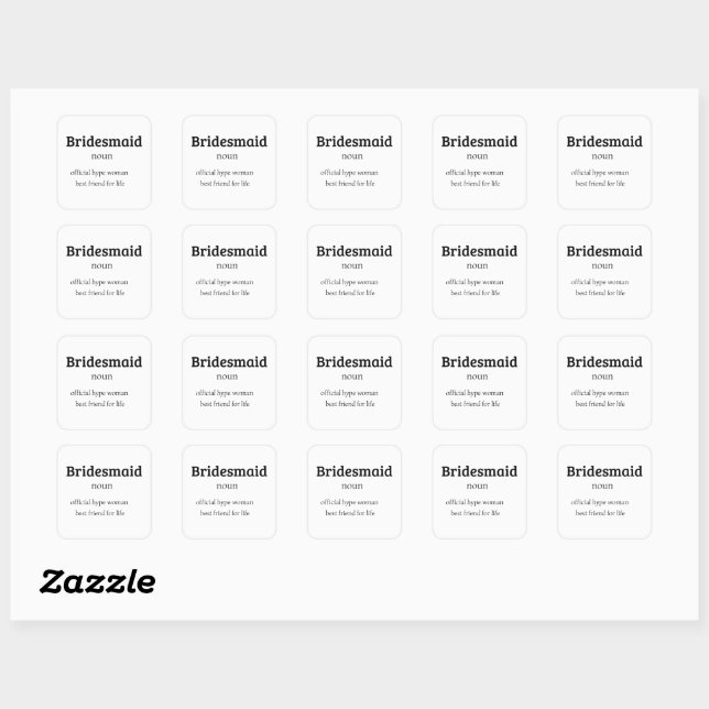Bridesmaid Definition Candle, Bridesmaid Gift. Square Sticker (Sheet)