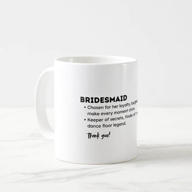 Bridesmaid Definition Card – Funny & Heartfelt Bri Coffee Mug (Front Left)