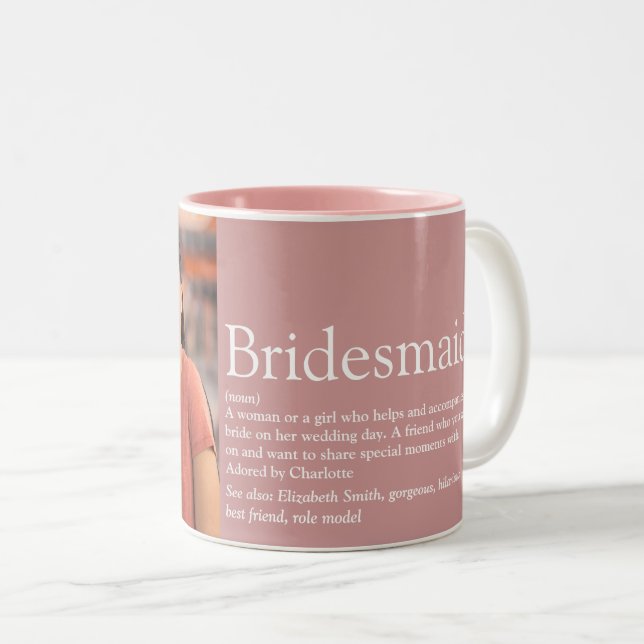 Bridesmaid Definition Photo Wedding Favour Two-Tone Coffee Mug (Front Right)