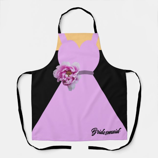 Bridesmaid Dress Lavender with Flower Personalize Apron (Front)
