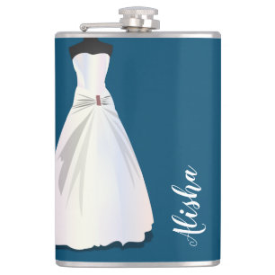 Bridesmaid Dress with Personalize Wedding Hip Flask